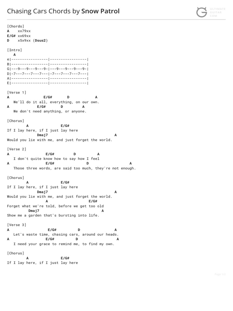 Chasing Cars Chords, PDF, Song Structure