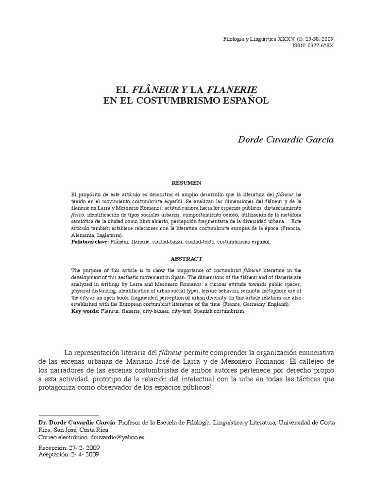 El Flaneur y La Flanerie en El Costumbri PDF Madrid España
