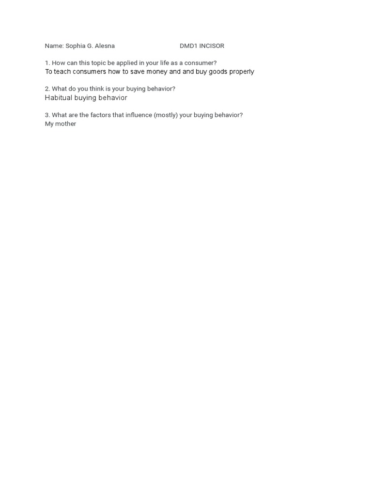 Reflection 2 - Consumer Behavior | PDF