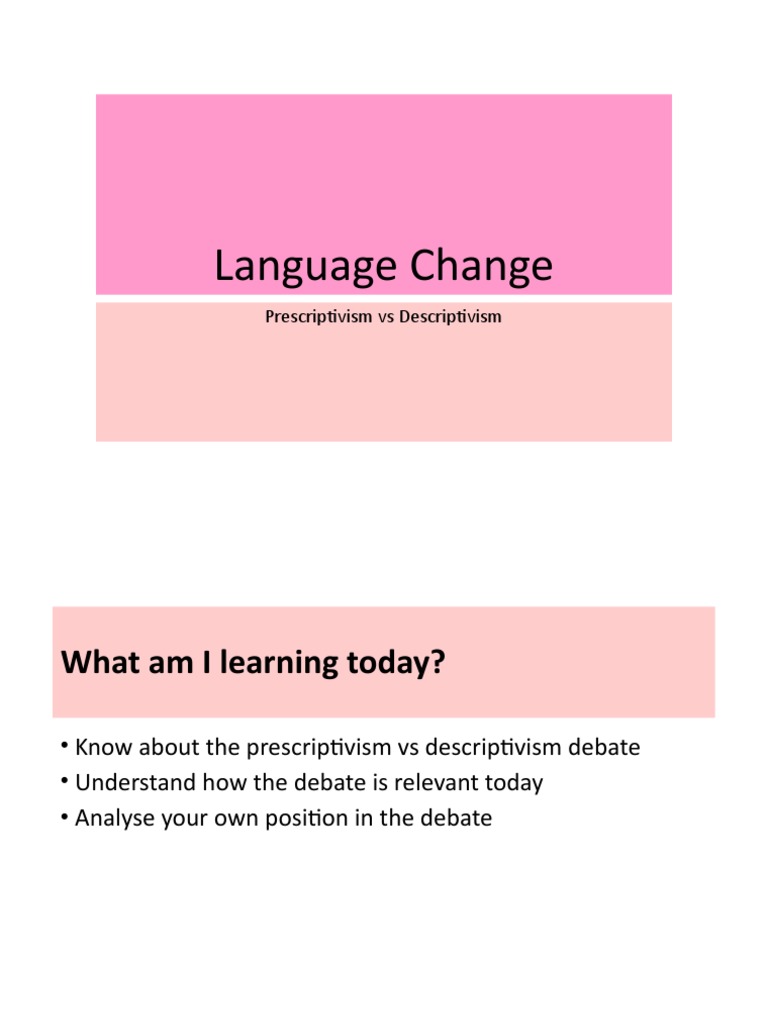 Lesson 6 Descriptivism Vs Prescriptivism PDF English Language