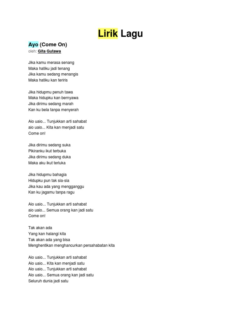 Lirik Lagu Gita Gutawa