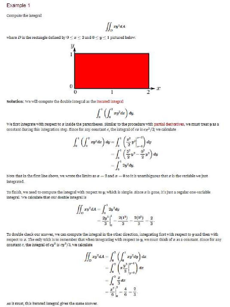 Double integral examples pdf