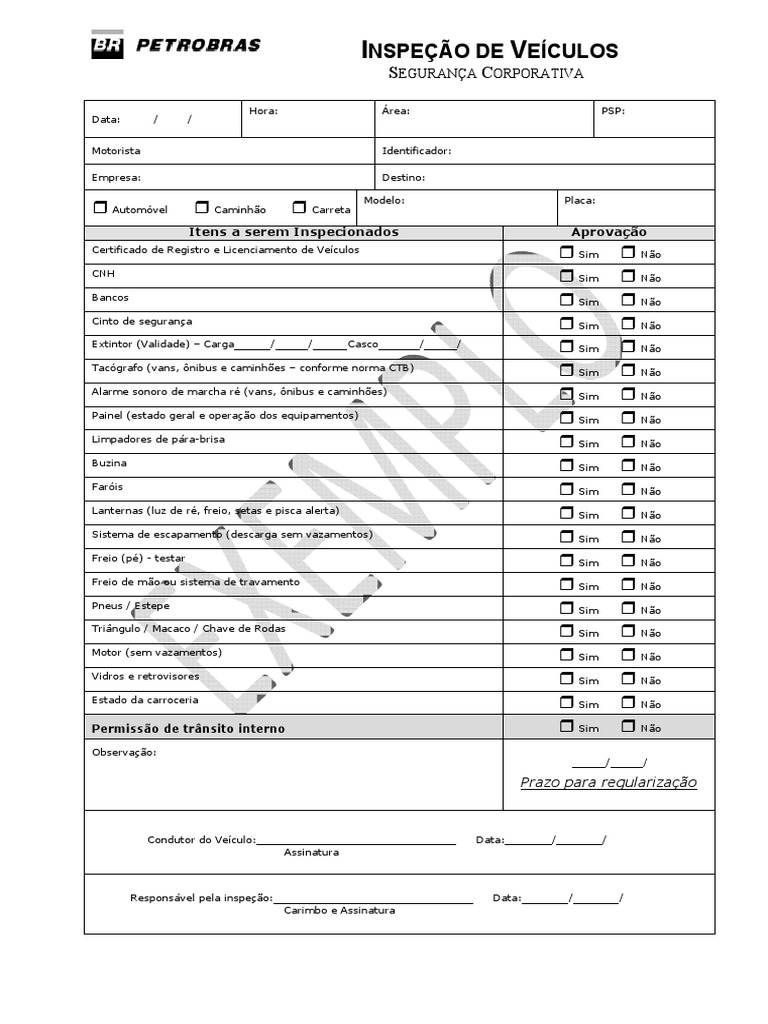 ANEXO 7 - Modelo de Check List para Inspecao de Veiculos | PDF