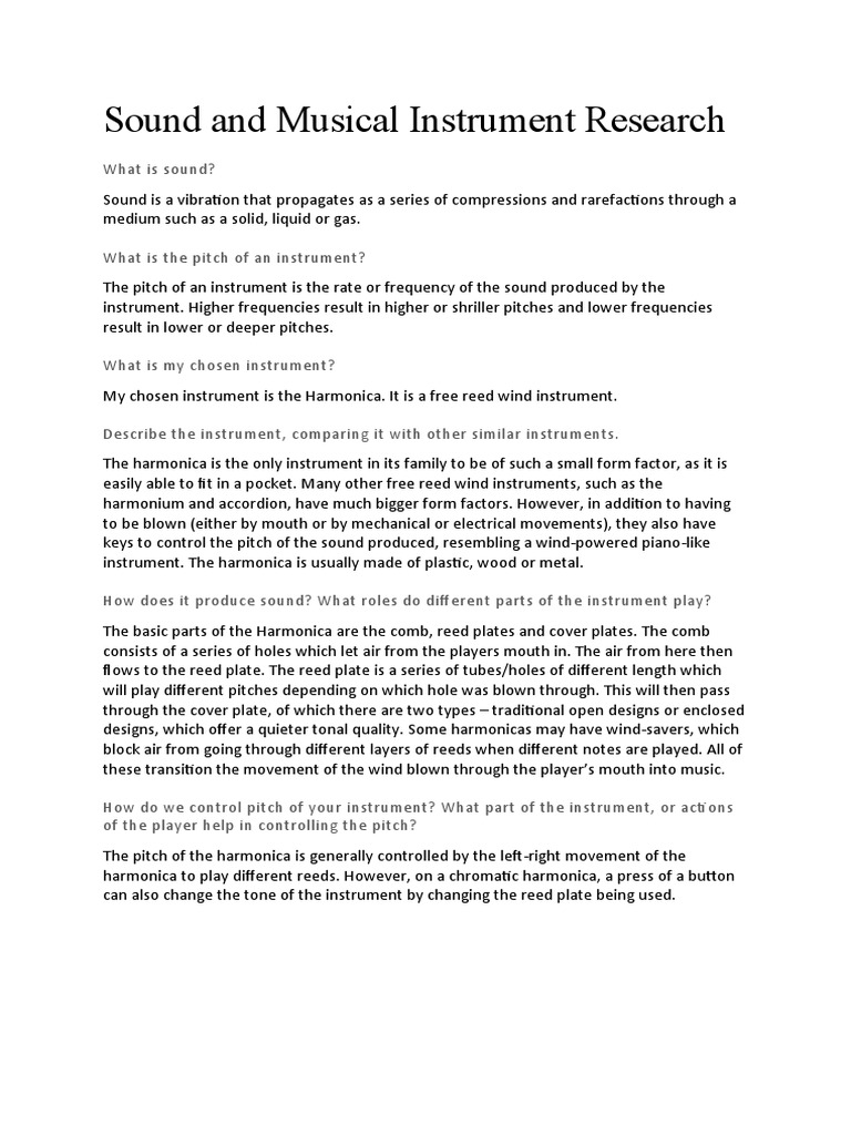 Sound and Musical Instrument Research PDF Harmonica Sound