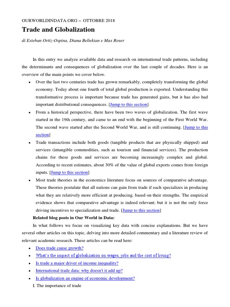Trade And Globalization Pdf Cost Of Living Economic Growth
