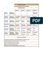 End Year Examination Timetable