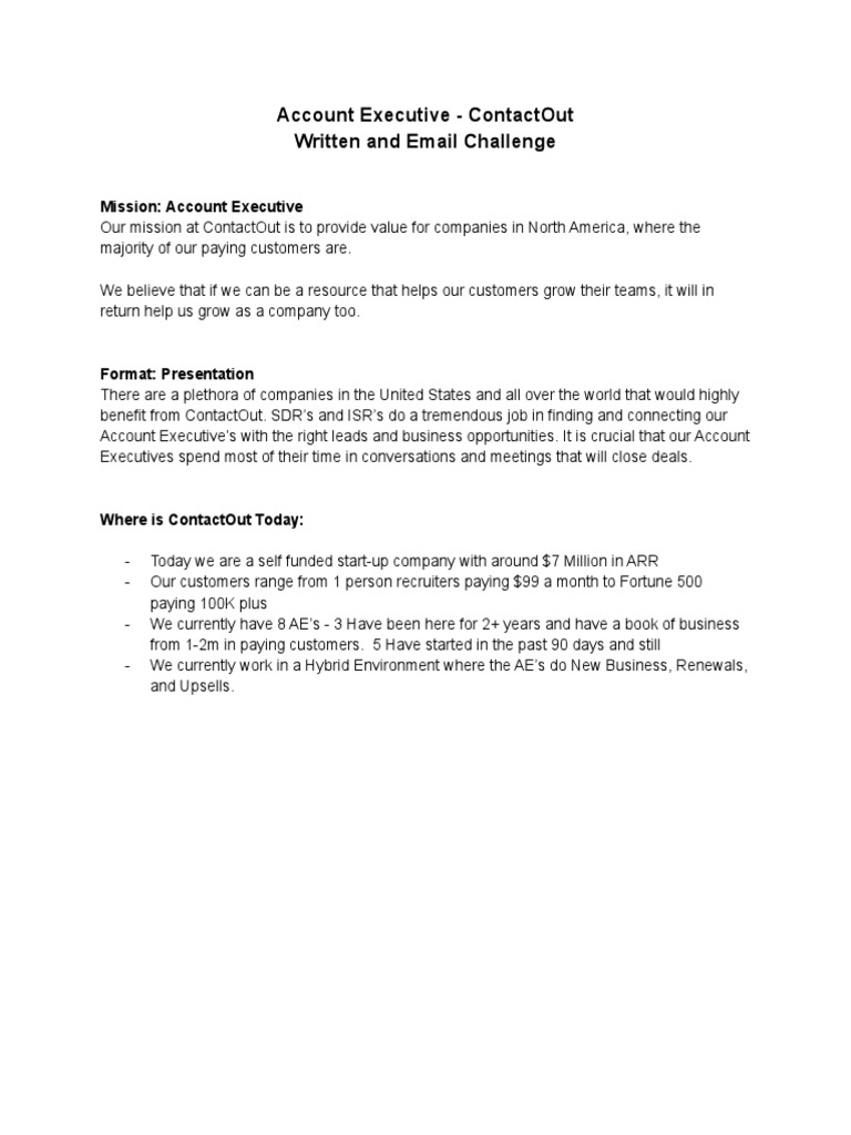 Account Executive Challenge at ContactOut | PDF | Communication | Business