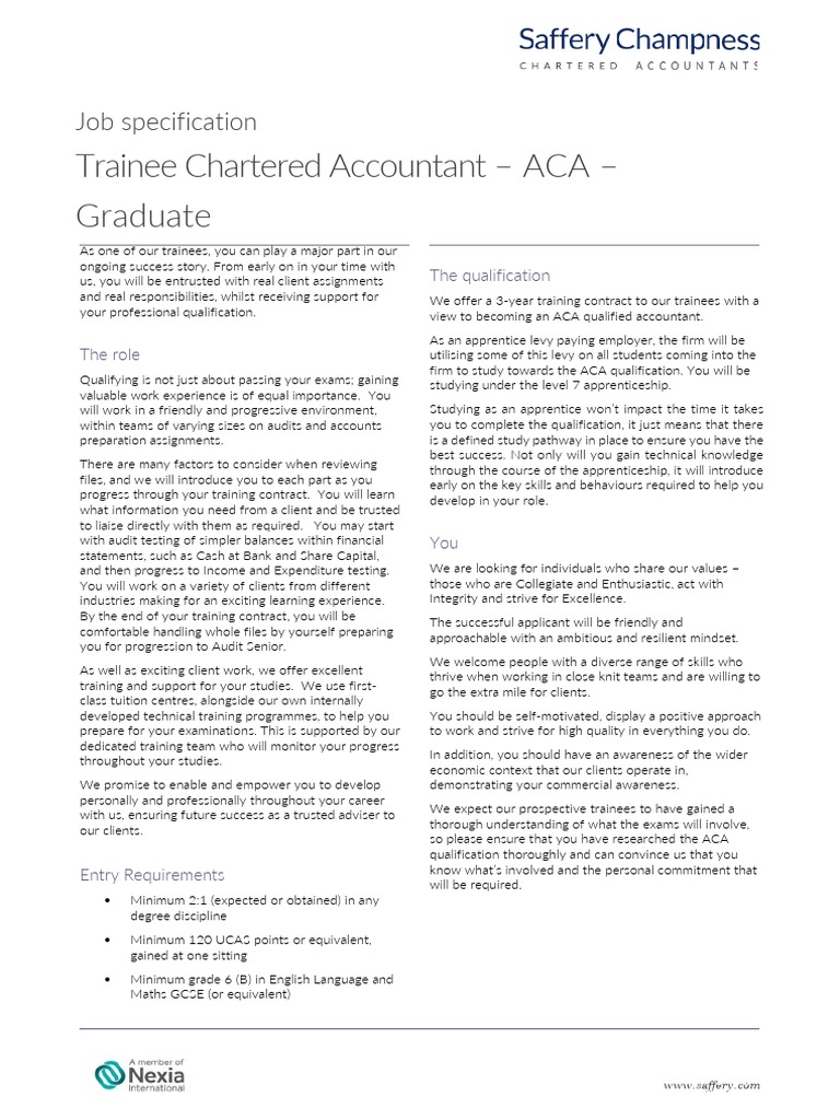 Trainee Chartered Accountant ACA graduate 2022 PDF