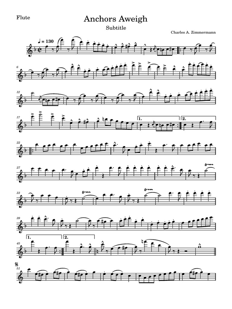 Anchors AweighFlute PDF