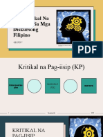 Ang Kritikal Na Pag-Iisip Sa Mga Diskursong Filipino