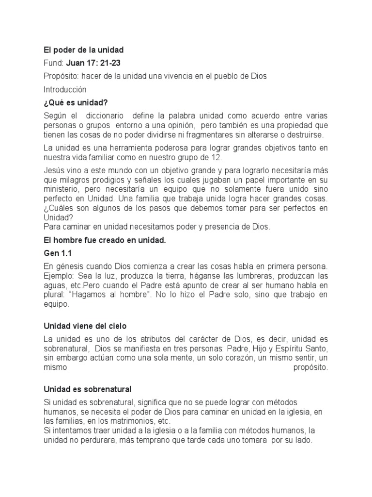 el poder de la unidad | PDF | Dios | Iglesia cristiana