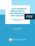 Grade 9 Solving Quadratic Inequalities in One Variable by Sign Analysis