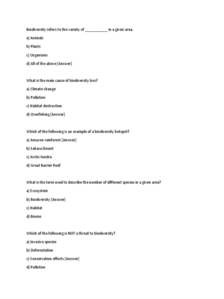 Biodiversity Reviewer PDF Biodiversity Habitat Destruction