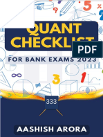 Quant Checklist 333 by Aashish Arora For Bank Exams 2023