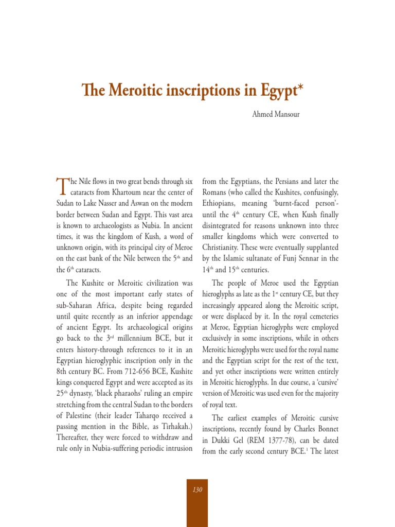 The Meroitic Inscriptions in Egypt | PDF