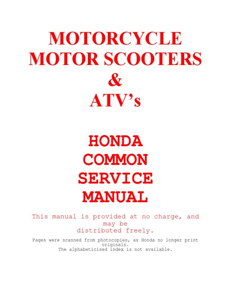Honda Motorcycle & ATV Service Manual | PDF