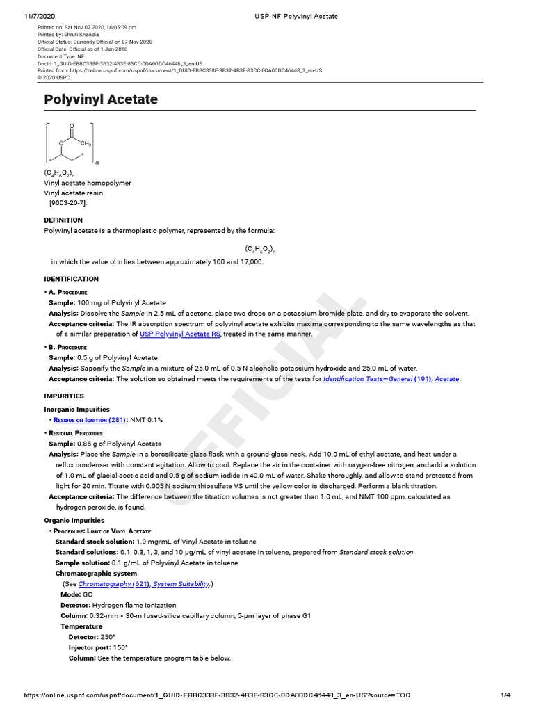 USPNF Polyvinyl Acetate PDF