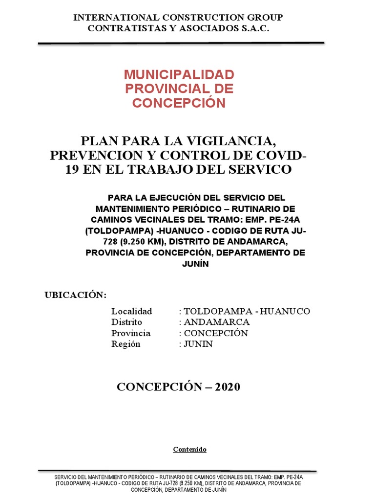 Plan Covid 19 Toldopampa Ok | PDF | Lavado de manos | Ciencias de la Salud