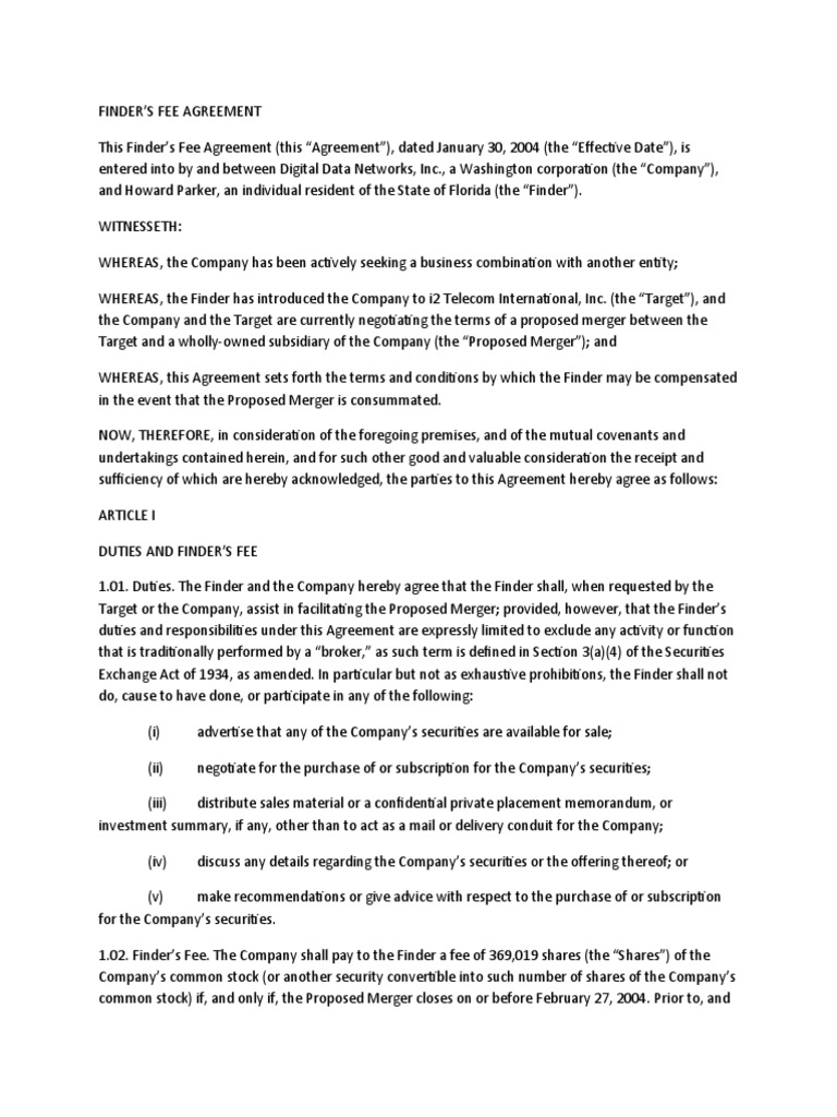 Finder's Fee Agreement PDF