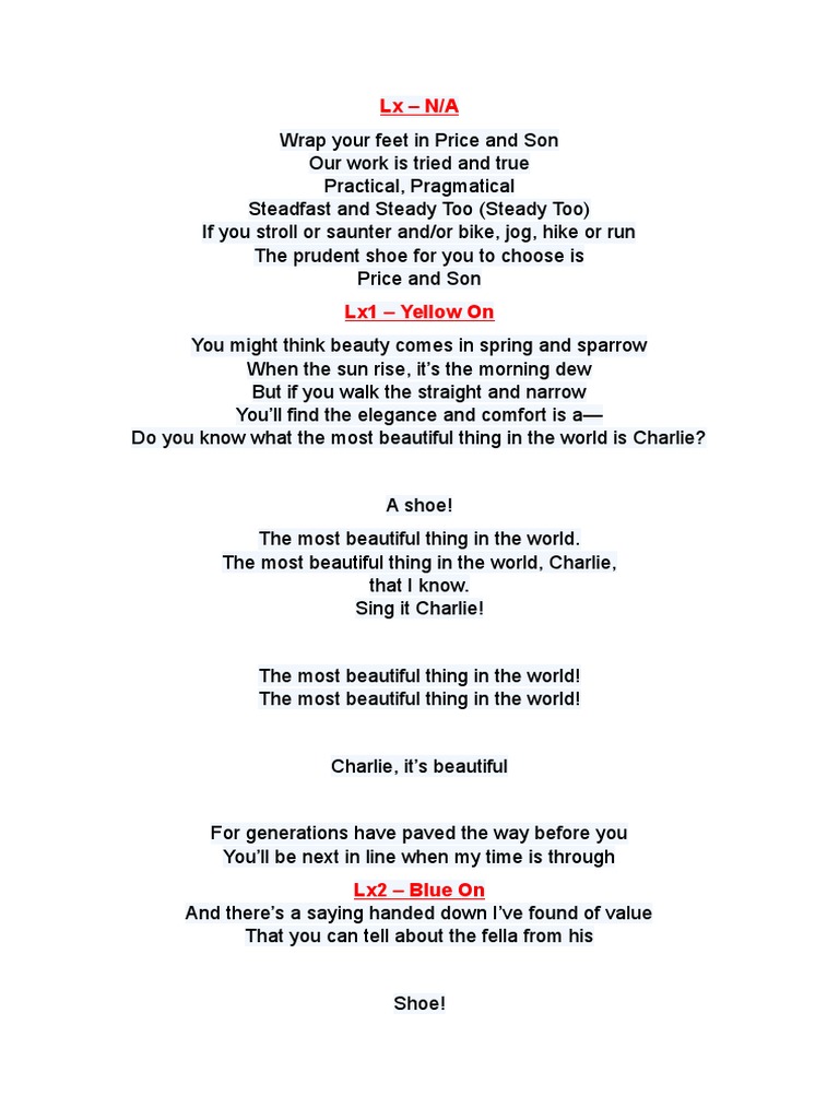 Kinky Boots Musical Script Excerpts | PDF
