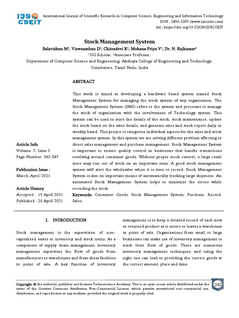Stock Management System | PDF