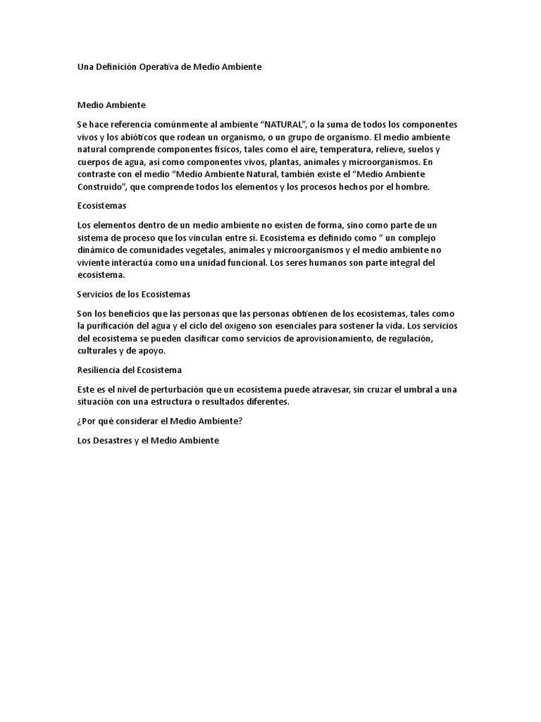 Definición del Medio Ambiente Natural | PDF