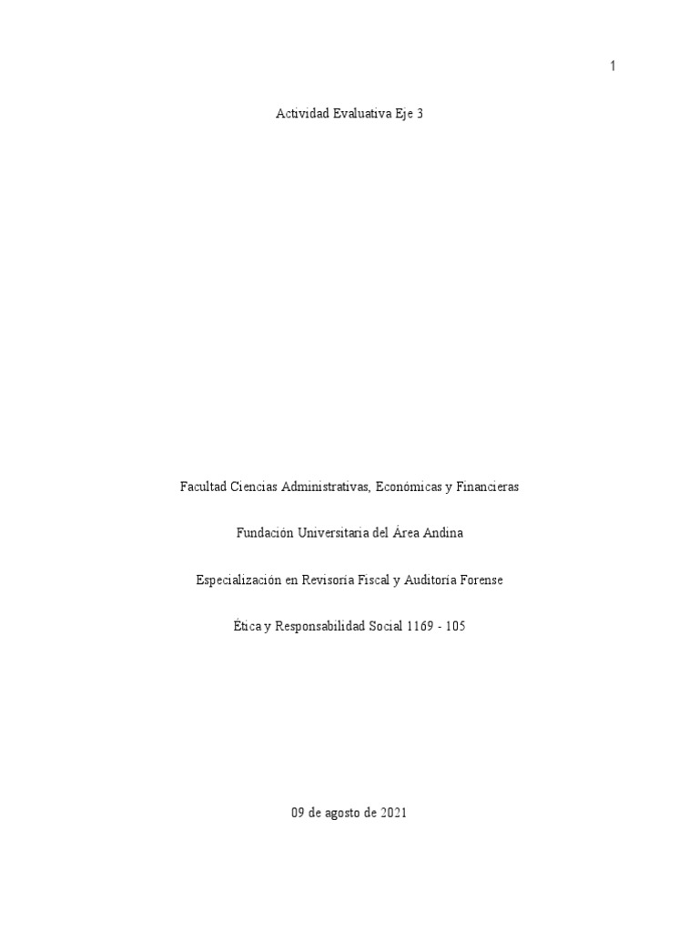 Actividad Evaluativa Eje 3 - Etica - Ok | PDF | Finanzas y dinero