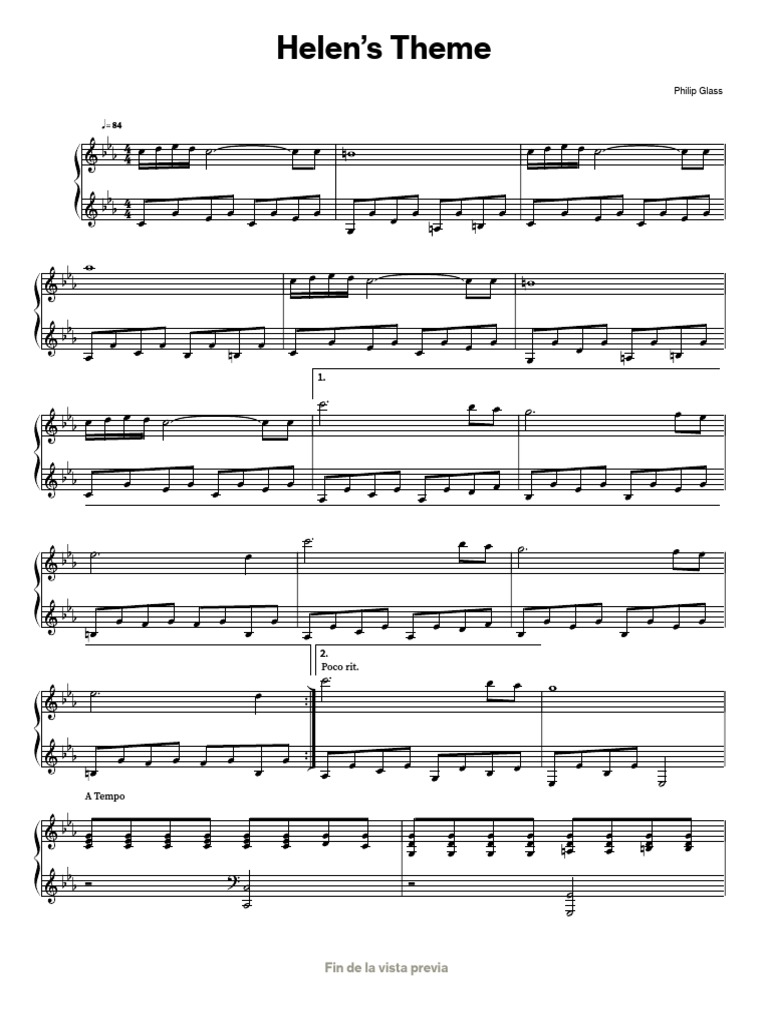 Partitura Piano CANDYMAN Helen’s Theme PDF