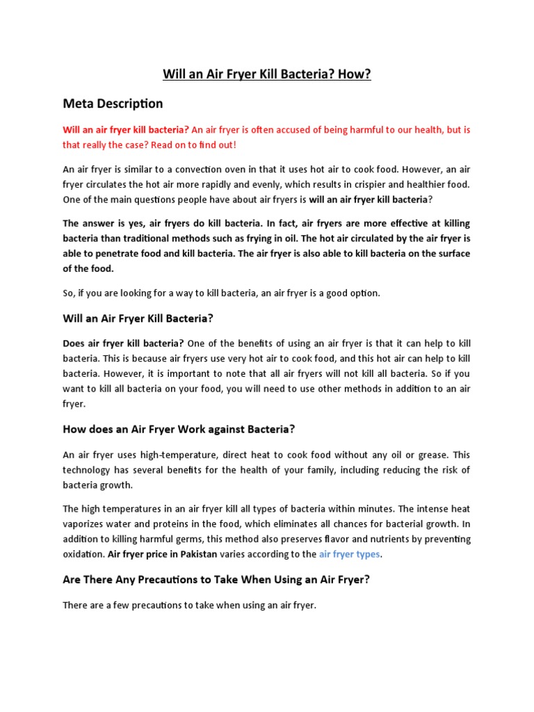 Will An Air Fryer Kill Bacteria PDF