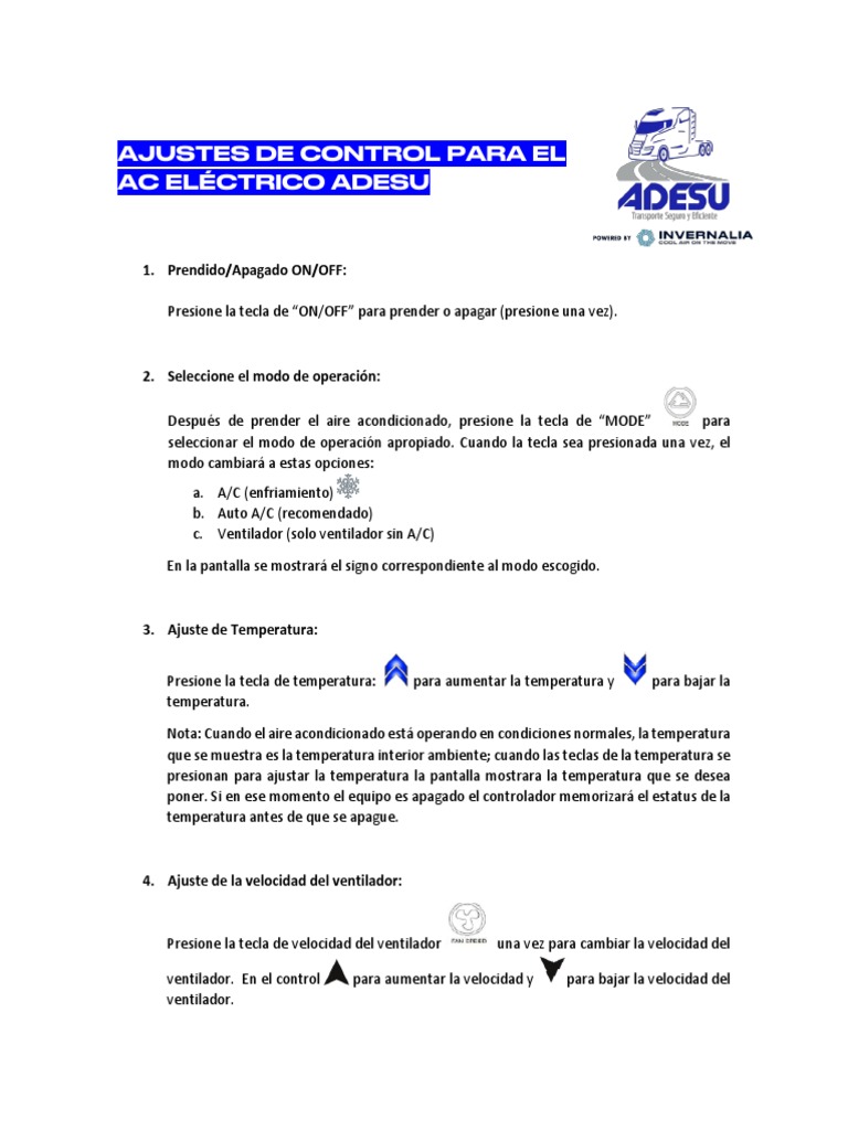 Instrucciones Mando Aire Acondicionado Adesu | PDF