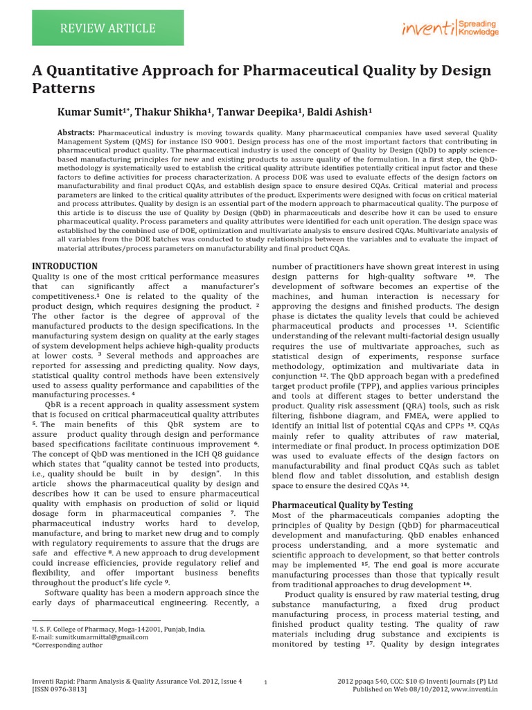 A Quantitative Approach For Pharmaceutic | PDF | Business