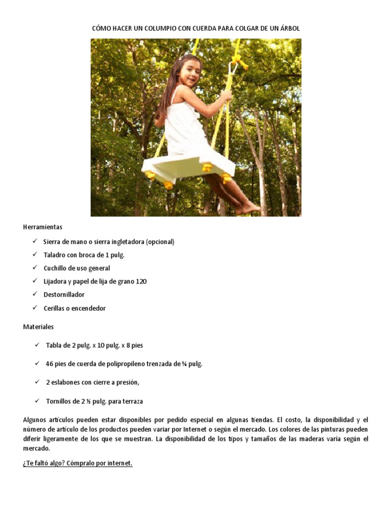 Columpio Jardin Cuerda Para Trepar U00e1rboles, Cuerda Para