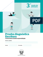 Prueba Diagnóstica Escritura, Conozcamos Nuestros Aprendizajes. 3er. Grado de Primaria