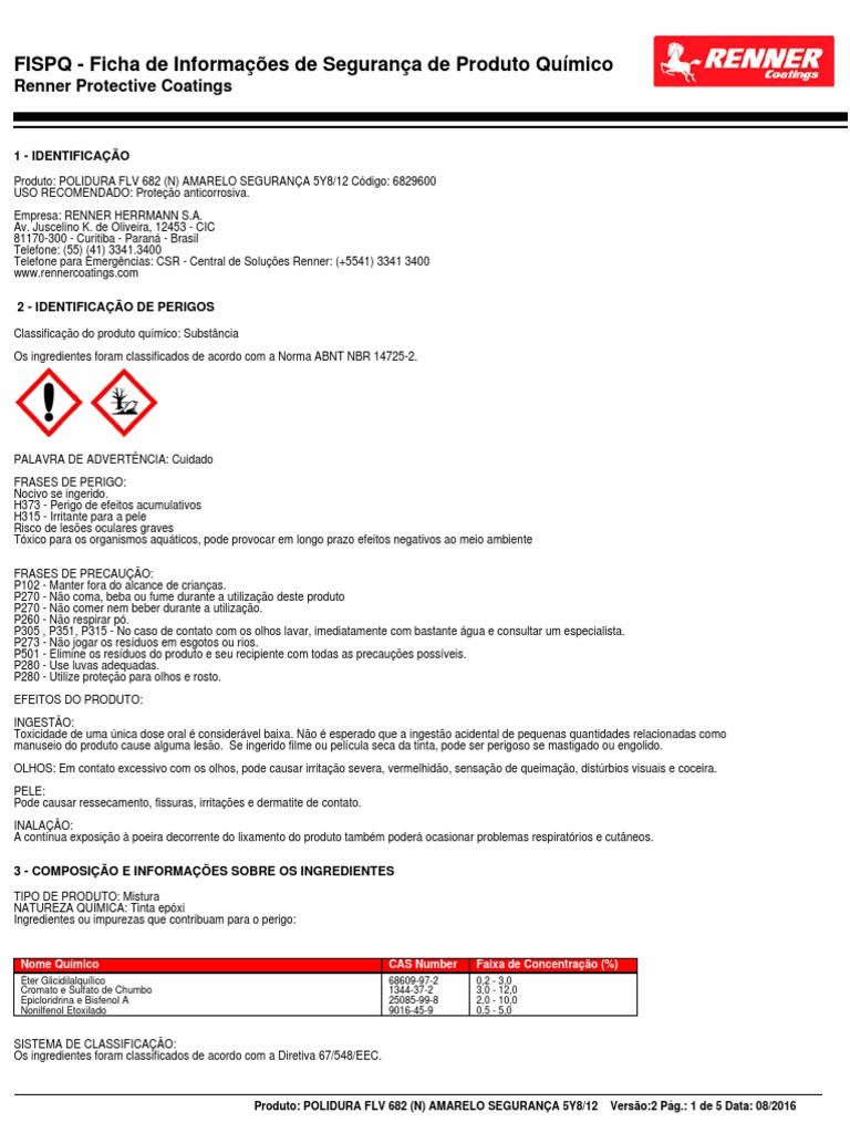 20 Fispq Renner Polidura Flv 682 N Amarelo Segurança 5y8 12