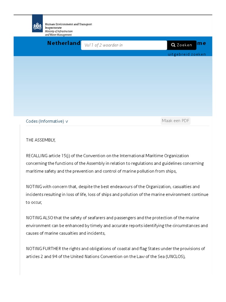 Marine Casualty Investigation Code | PDF | Ships | Information