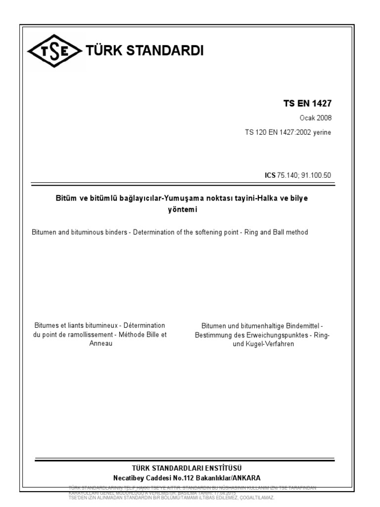 TS en 1427 Yumuşama Noktasi Tayi̇ni̇ | PDF