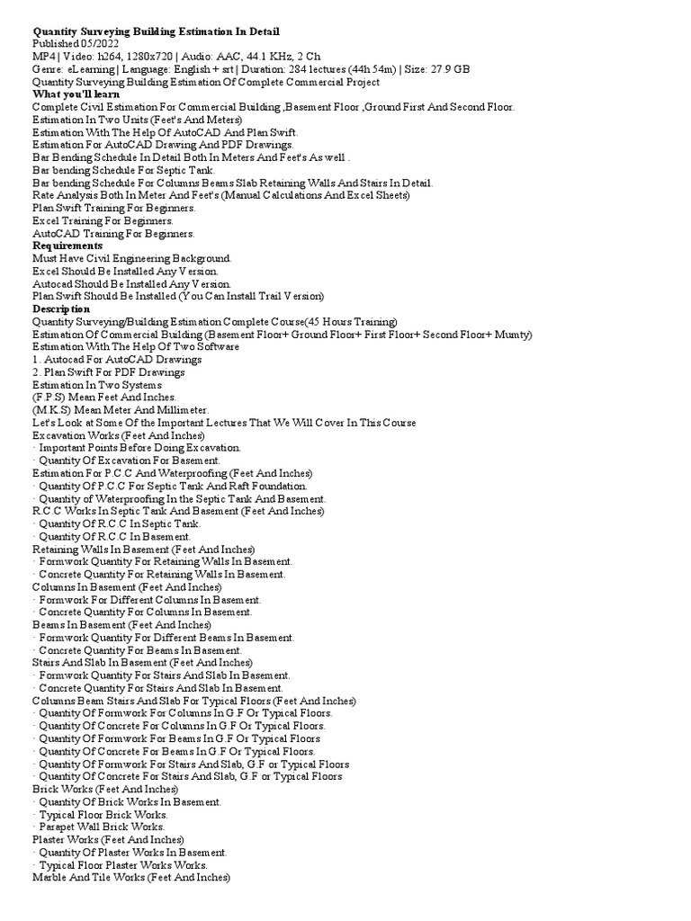 QUANTITY SURVEYING IN CIVIL ENGINEERING PDF DOWNLOAD visual data 4