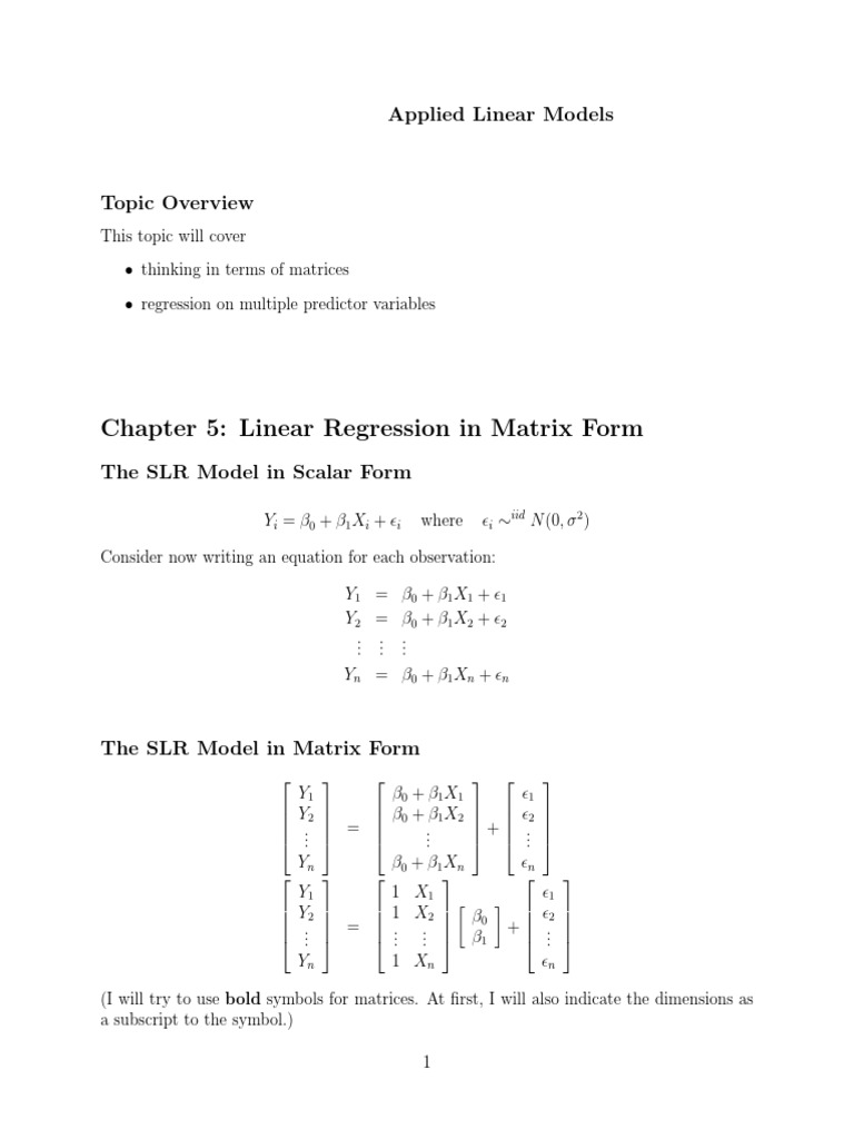 Applied Linear Models: Matrix Regression | PDF | Linear Regression ...