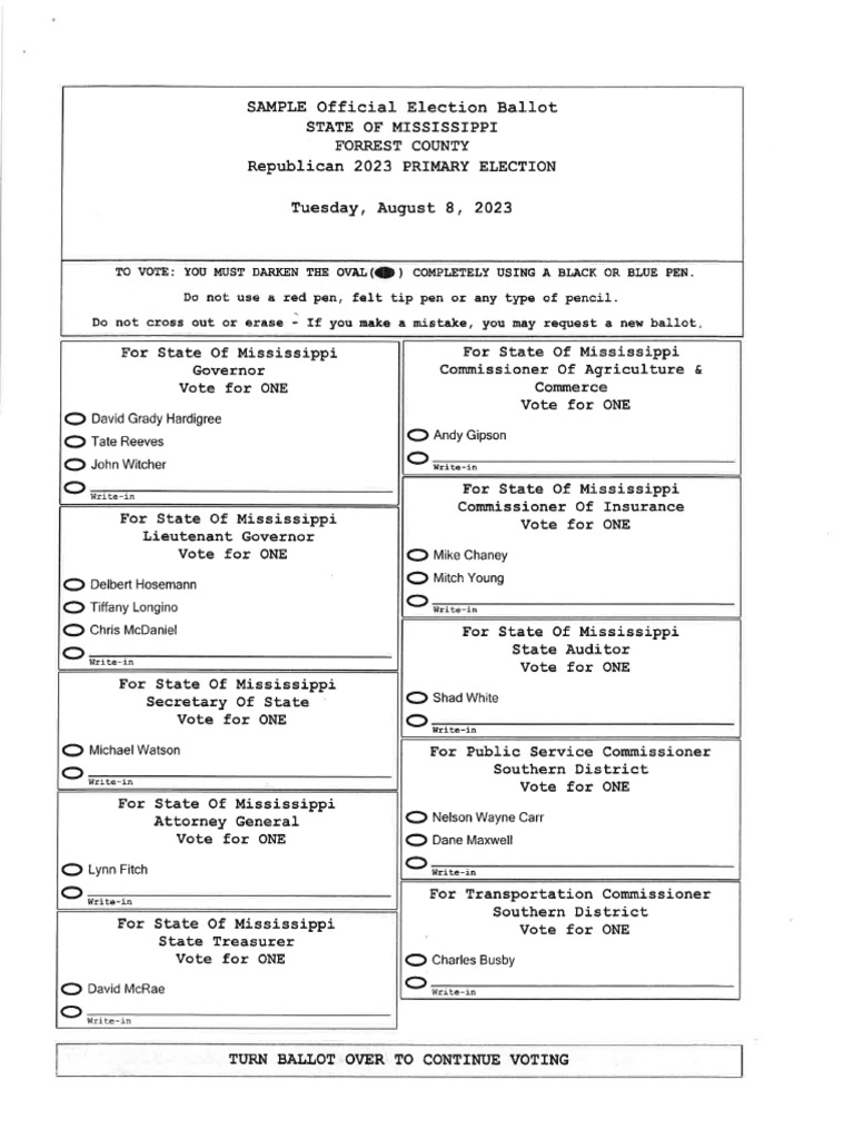 Forrest County Republican Sample Ballot PDF
