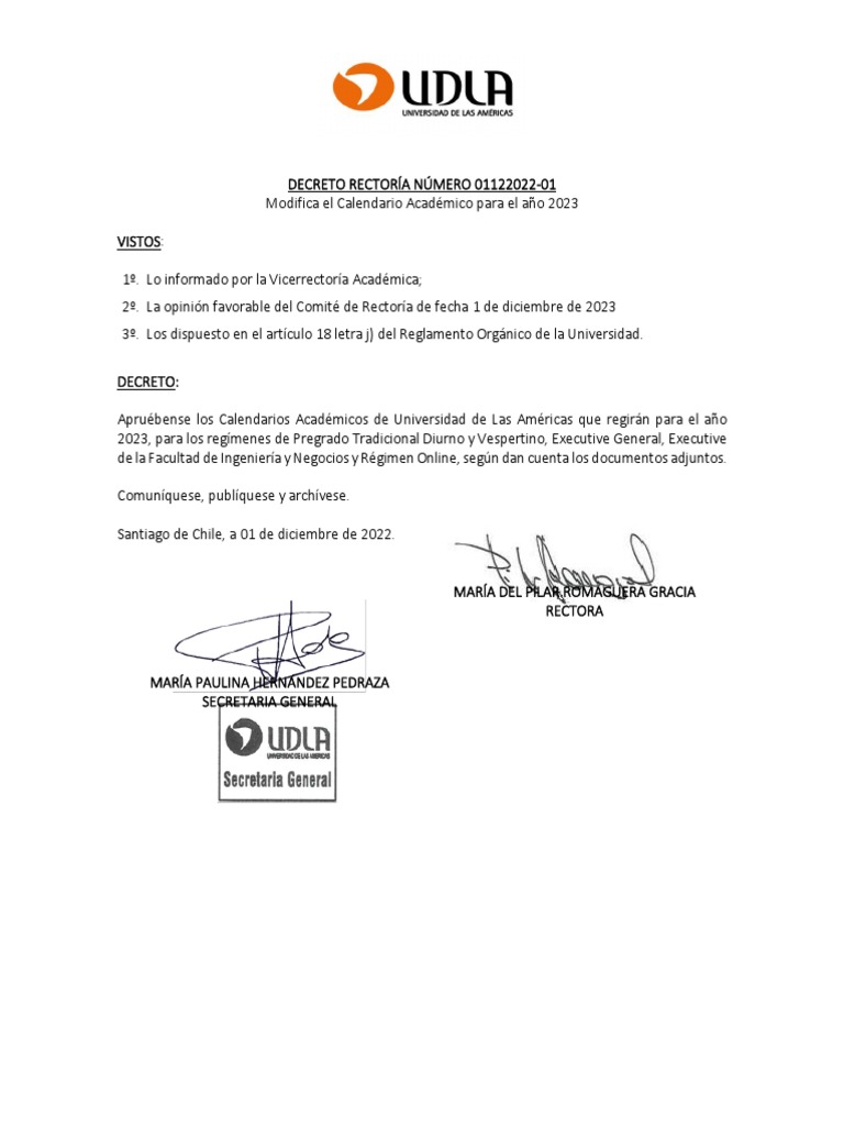 Calendario Academico UDLA 2023 PDF