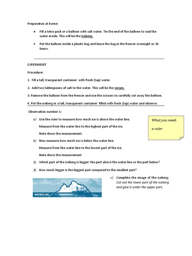 Iceberg Experiment PDF