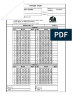 Answer Sheet Project: Vanwel: Name: D.O.E