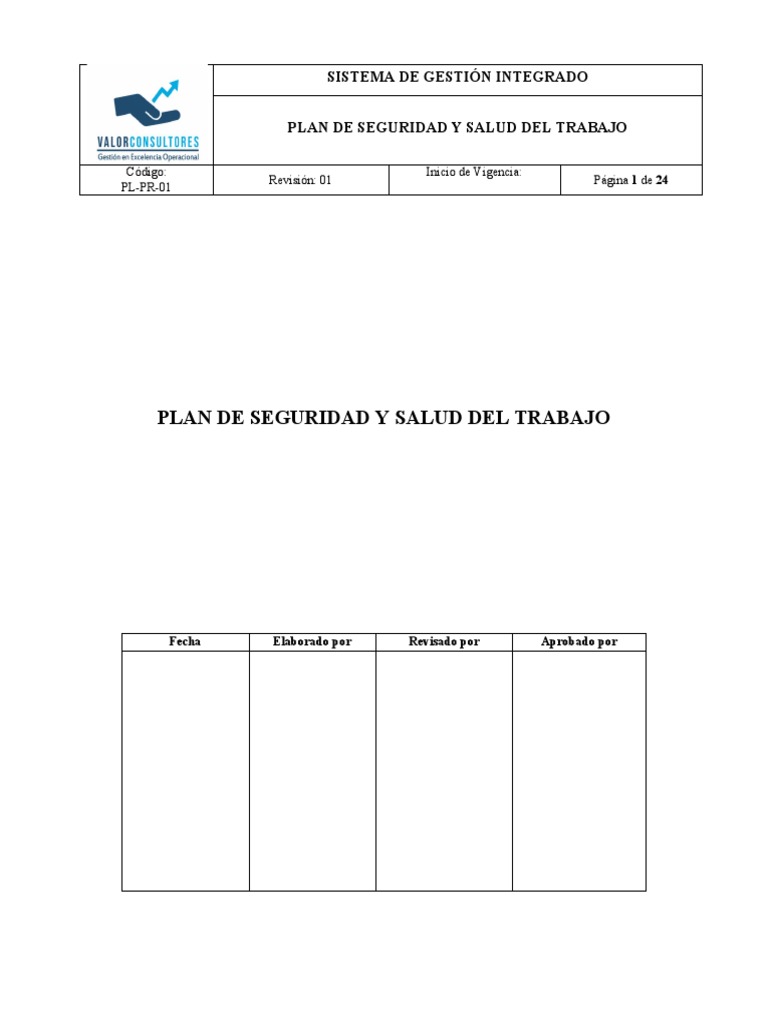 Plan de Seguridad y Salud Laboral | PDF | Seguridad y salud ocupacional ...