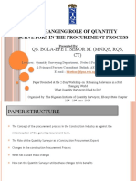 The changing role of Quantity Surveyors in the procurement process (power point presentation)