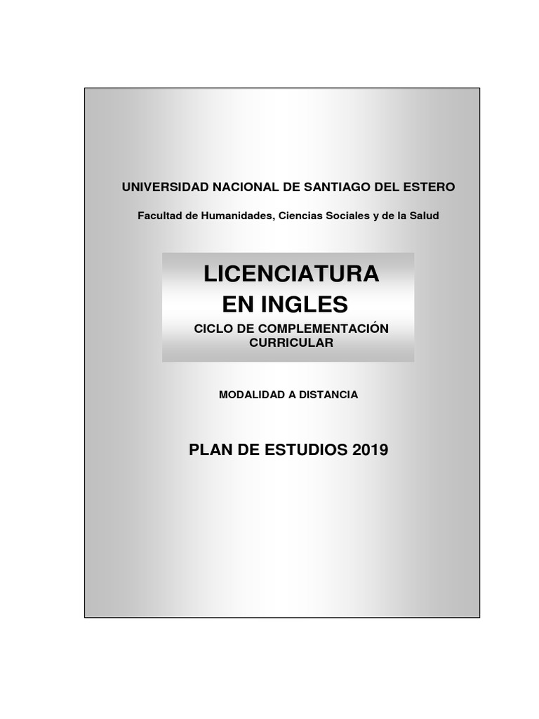 Licenciatura en Ingles - Marzo 2020 | Download grátis PDF | Plan de ...