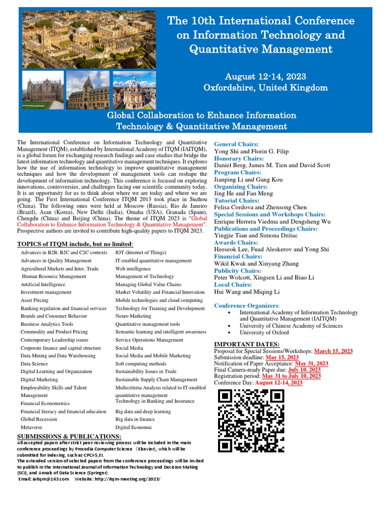 ITQM2023 Call For Papers PDF Data Big Data