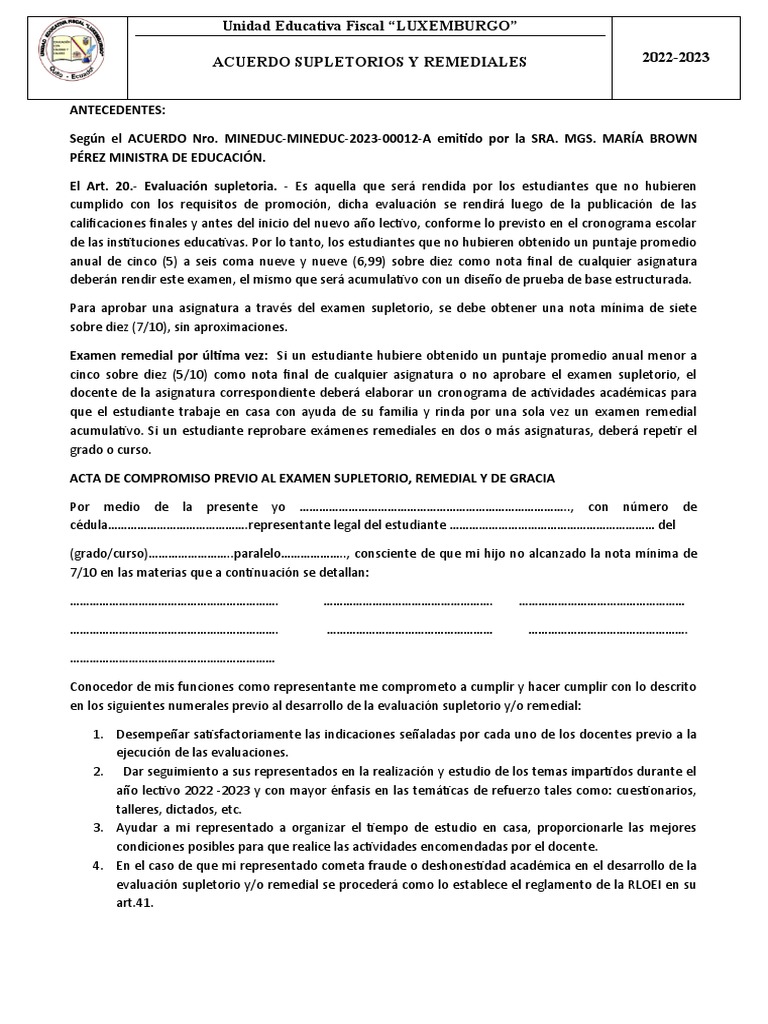 Compromiso para Examen Supletorio 2023 | PDF | Crecimiento personal y ...