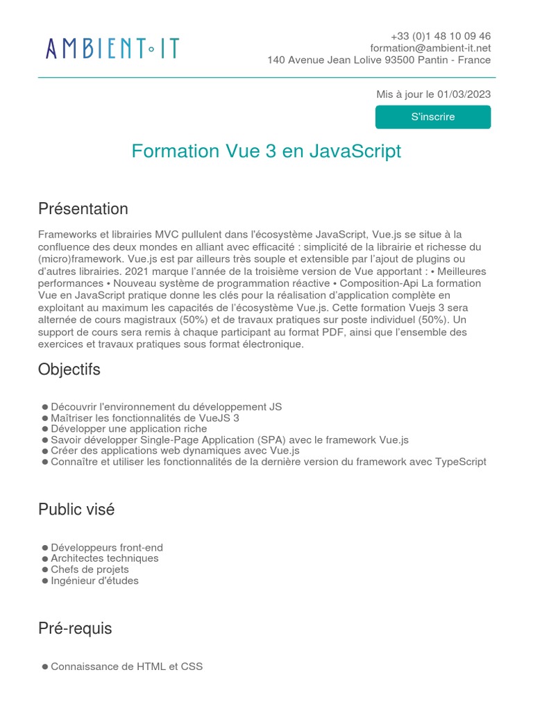Annexe 1 Fiche Descriptive Vue Javascript | PDF