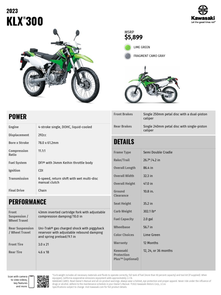 2023 KLX 300 OWNERS MANUAL intelligence overview
