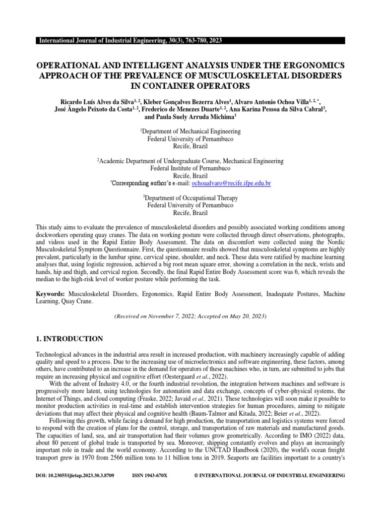 Operational and Intelligent Analysis Under The Ergonomics Approach of